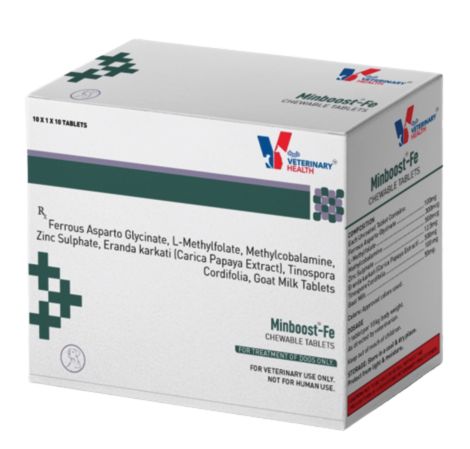 Drools Minboost-Fe Tablets for Dogs & Cats â€“ Iron, Folic Acid & Mineral Supplement for Hemoglobin, Anemia Support & Overall Pet Health