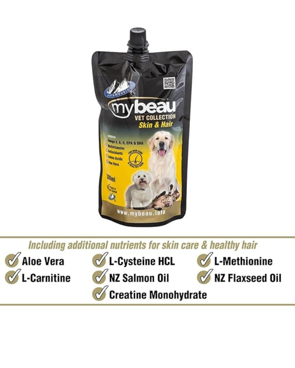 My Beau Skin & Hair Supplement for Dogs & Cats â€“ Aloe Vera, Omega 3 & 6, Flaxseed & Salmon Oil 300 ml