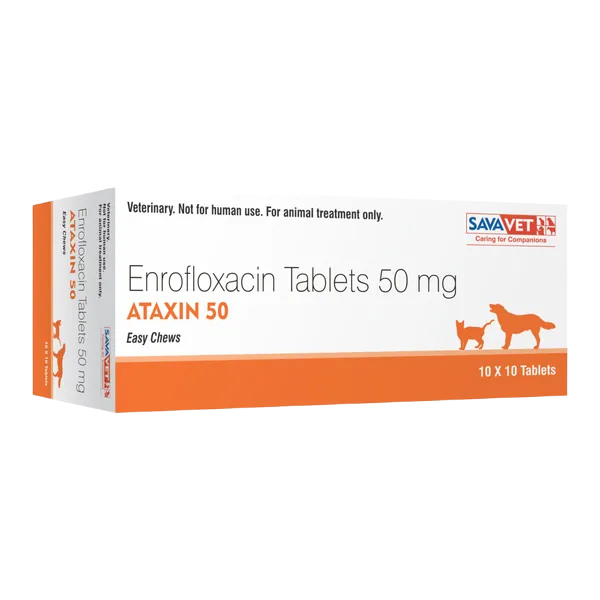 Savavet Ataxin (Enrofloxacin) Tablet for Dogs & Cats â€“ Vet Antibiotic Medicine for Bacterial Infections, Respiratory, Skin & Urinary Tract Infections â€“ Pack of 10 Tablets