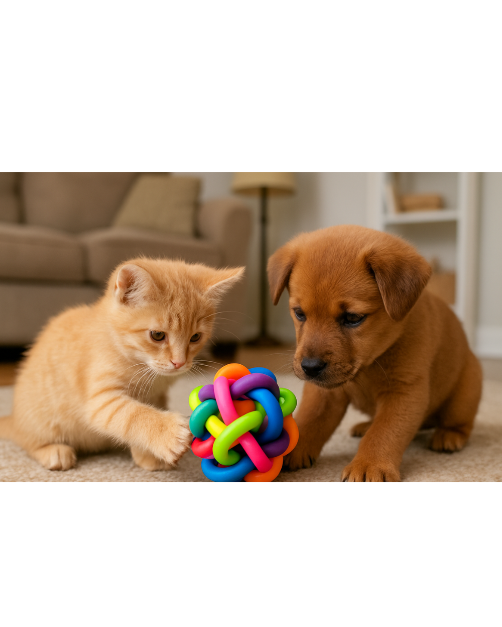 TRANSPARENT RAINBOW NOODLE BALL - FUN PET TOY FOR DOGS & CATS
