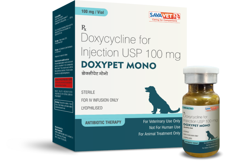 Savavet Doxypet Mono 100 mg Injection â€“ Doxycycline Veterinary Antibiotic for Dogs & Cats, Bacterial Infection Treatment