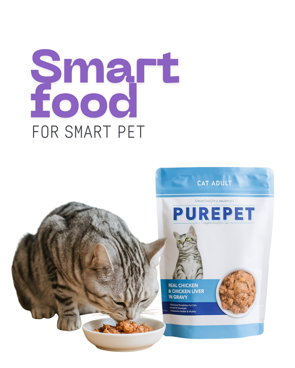 Purepet Cat Real Chicken & Liver Gravy 50g â€“ Tasty Wet Cat Food for All Breeds, Complete & Balanced Nutrition