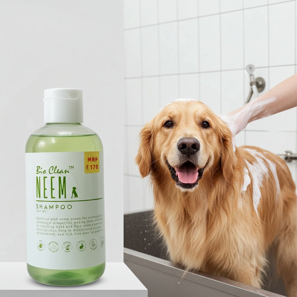Bio Clean 200ml Neem Shampoo for Dogs â€“ Herbal Tick & Flea Control, Anti-Bacterial Pet Wash