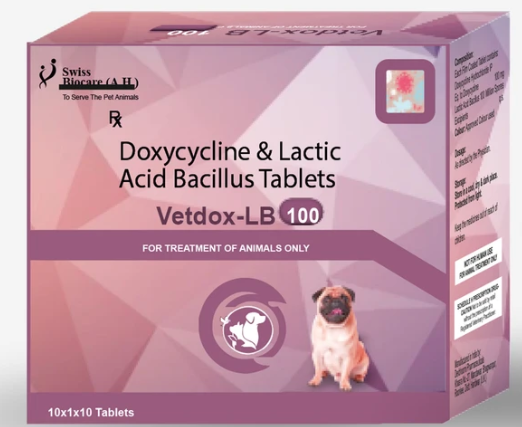 Swiss Biocare Vetdox-LB  Tablets â€“ Doxycycline & Lactic Acid Bacillus for Dogs & Cats