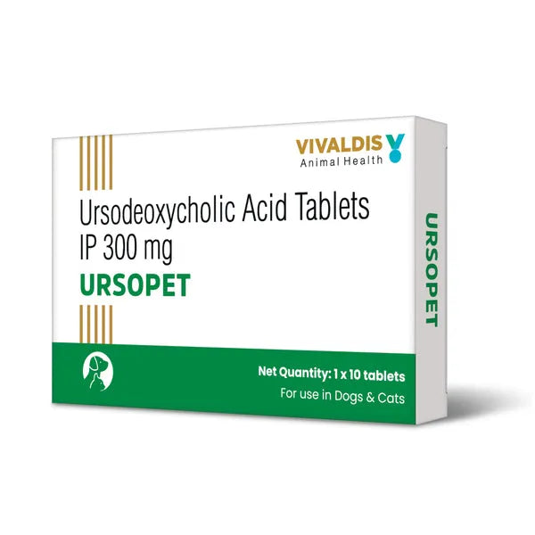 Vivaldis Ursopet 300mg Tablet for Dogs & Cats â€“ Ursodeoxycholic Acid - 1 Strip