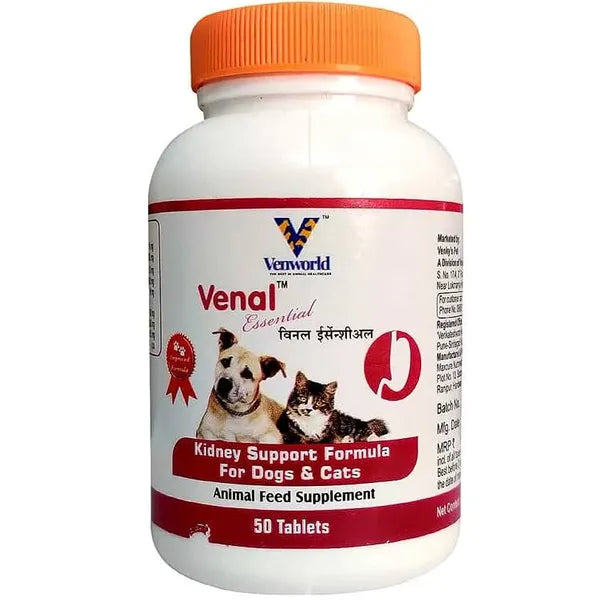 Venkys Venal Essentials Tablets for Dogs & Cats â€“ Kidney Support & Renal Health Supplement (Pack of 50)