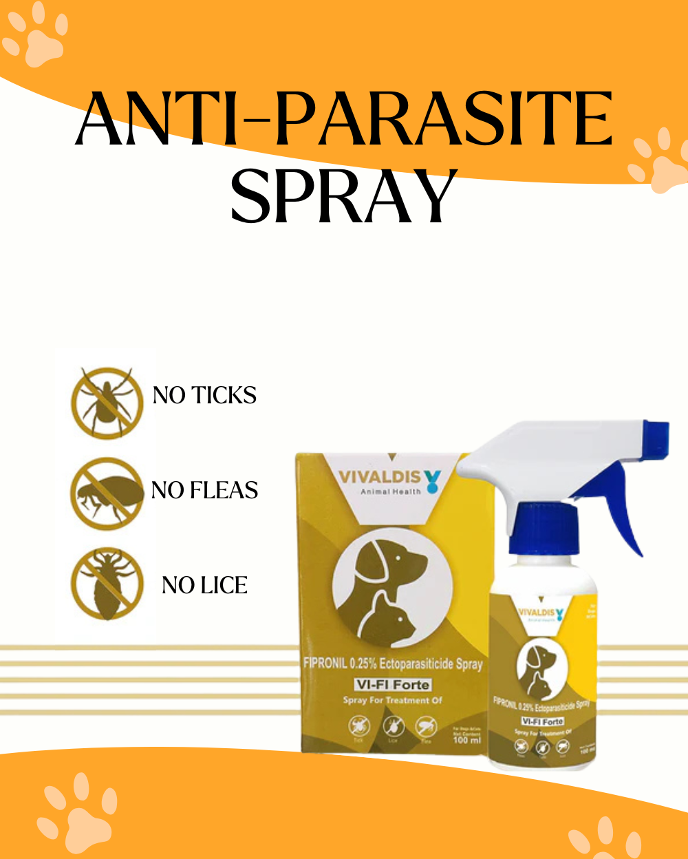 Vivaldis Vifi Forte Anti-Tick Spray for Dogs & Cats 100ML