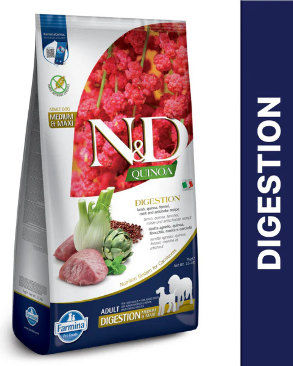 Farmina N&D Quinoa Lamb, Mint & Fennel Digestion Grain-Free Adult Medium & Maxi Dry Dog Food