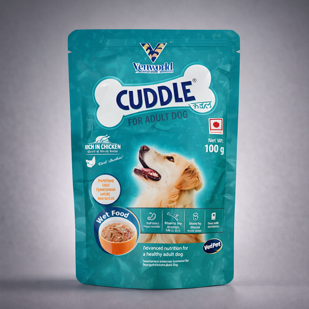 Venkyâ€™s Cuddle Chicken Adult Dog Food Jelly Pouch | High-Protein Wet Supplement for Adult Dogs | Supports Muscle, Bones, Skin & Coat