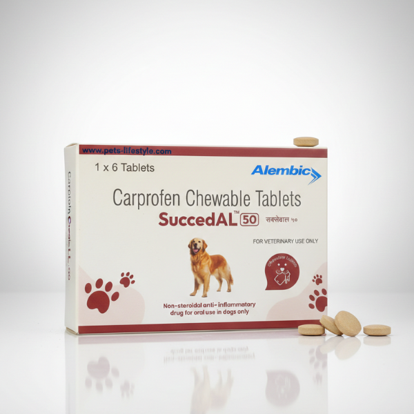 Alembic SuccedAL 50mg Carprofen Tablets for Dogs â€“ Pain Relief, Anti-Inflammatory NSAID, Arthritis & Post-Surgery Joint Pain Treatment for Dogs