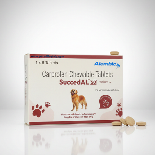 Alembic SuccedAL 50mg Carprofen Tablets for Dogs â€“ Pain Relief, Anti-Inflammatory NSAID, Arthritis & Post-Surgery Joint Pain Treatment for Dogs