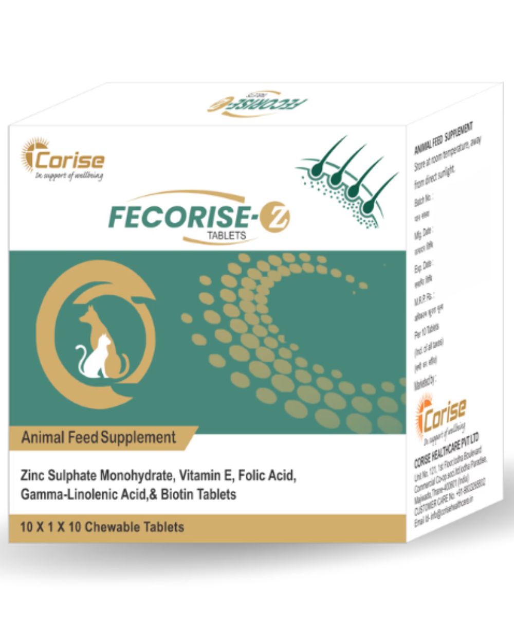 Corise Fecorise-Z â€“ Dermatology Support Tablets for Healthy Pets