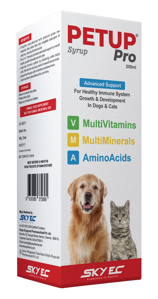 Skyec Pet Up Pro Syrup  â€“ Multivitamin & Mineral Supplement for Dogs & Cats