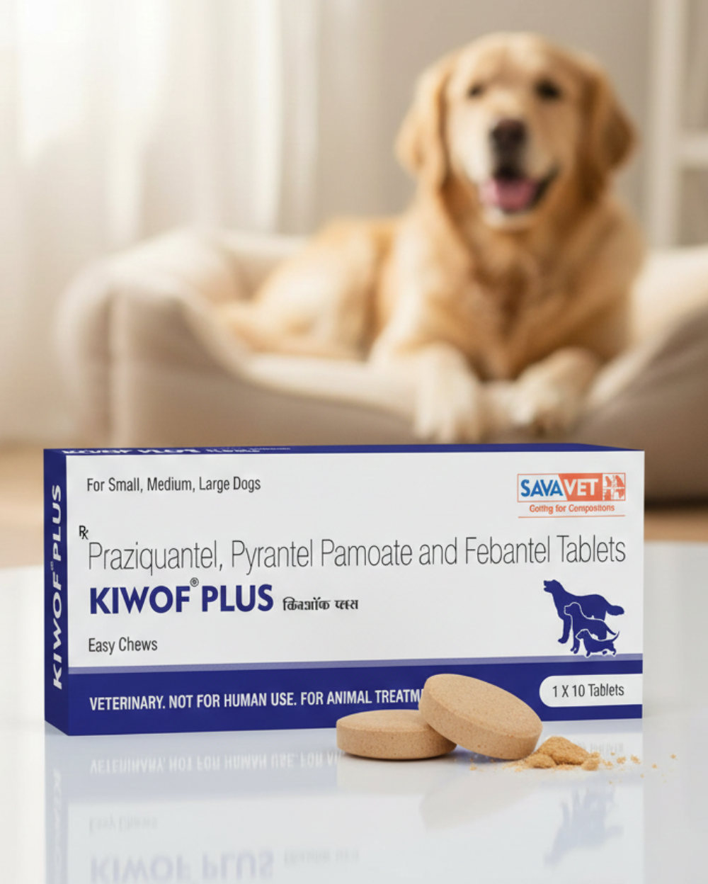 Savavet Kiwof Plus Dog Dewormer Tablets â€“ Dog Worm Medicine, Broad Spectrum Deworming, Pack of 10 Tablets