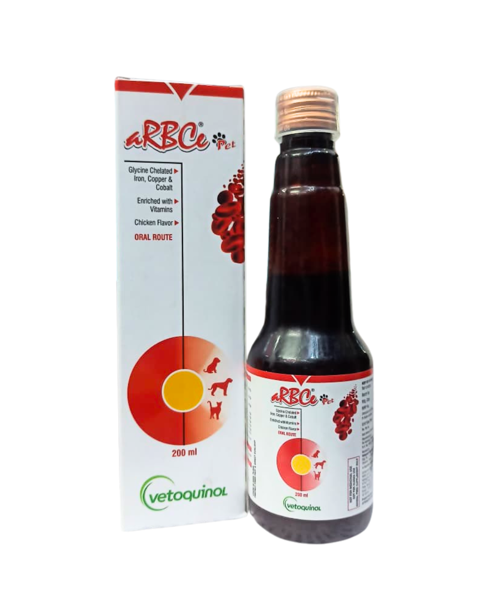 Vetoquinol aRBCe Pet Syrup 200ml â€“ Multivitamin & Iron Supplement for Dogs & Cats | Supports Red Blood Cells, Immunity & Energy