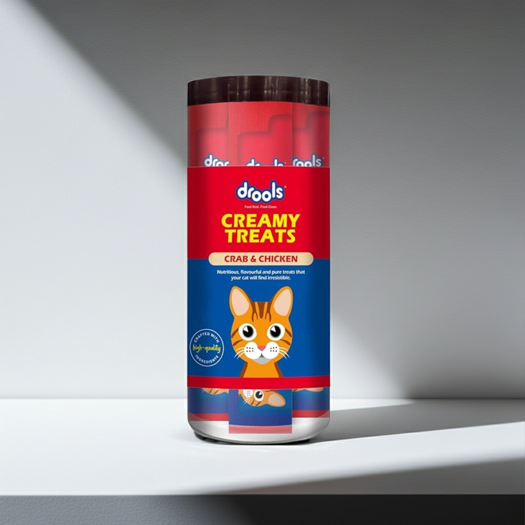 Drools Creamy Cat Treats â€“ Crab & Chicken Flavor, 25PCS | Tasty & Healthy Cat Snack | Protein-Rich Cat Treats