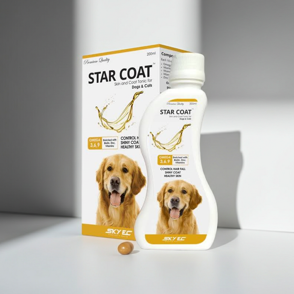 Skyec StarCoat 200ml â€“ Omega 3 & 6 Coat Supplement for Dogs & Cats | Skin Health, Shiny Coat & Anti-Shedding Formula
