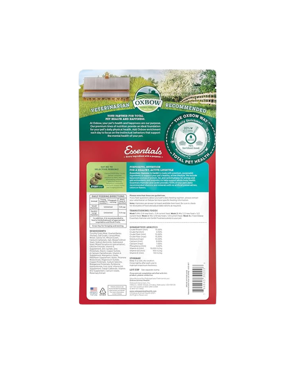 Oxbow Animal Health Healthy Handfuls Dry Hamster And Gerbil Fortified Small Animal Feeds 454gm