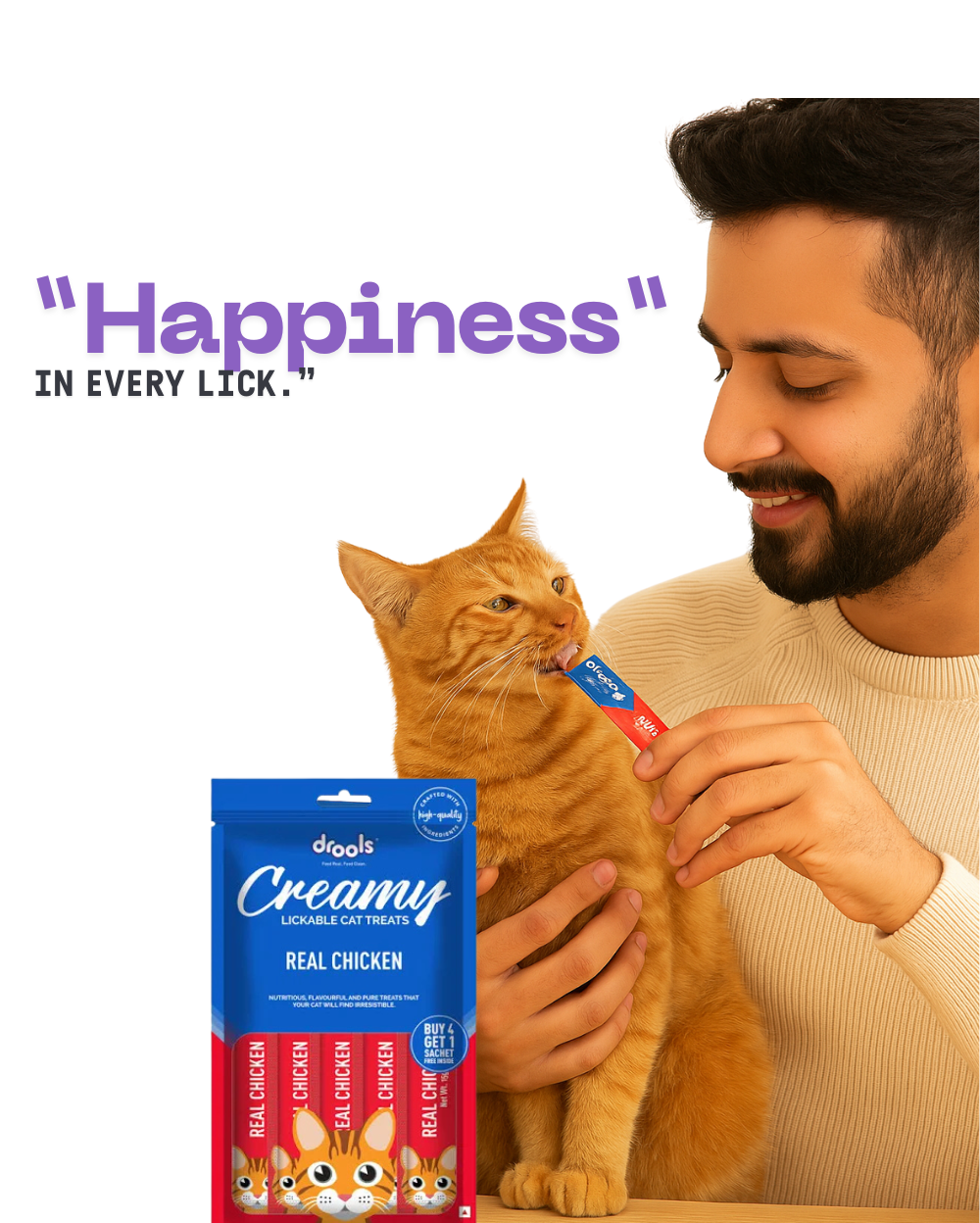 Drools Real Chicken Creamy Cat Treats 75g â€“ High-Protein, Tasty Reward for Cats & Kittens