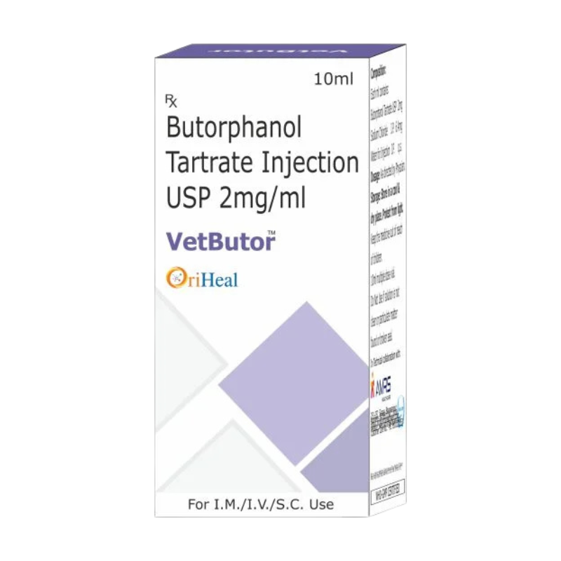 Oriheal Vetbutor Injection 10ml â€“ ( Butorphanol Tartrate 2 mg/ml ) Veterinary Analgesic & Sedative for Dogs, Cats