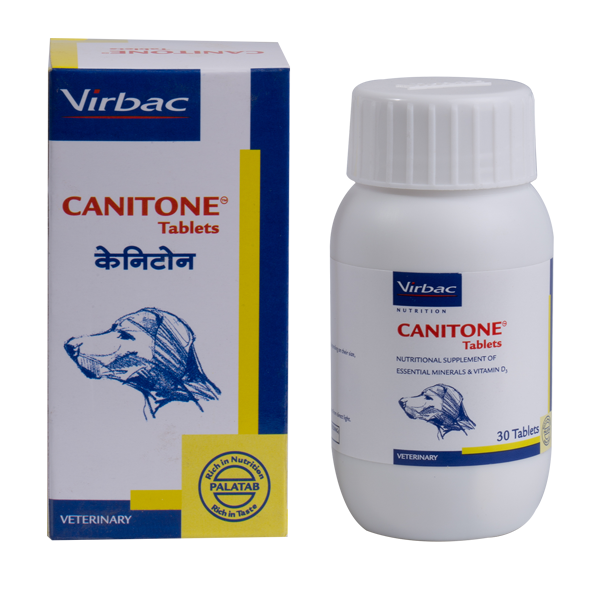 Virbac Canitone Tablets Calcium Supplement for Dogs & Cats â€“ Strong Bones, Joint Support & Mineral Balance (30 Tablets)