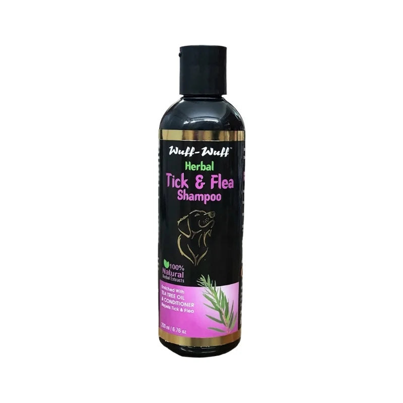 Oriheal Wuff Wuff Herbal Tick & Flea Shampoo for Dogs & Cats â€“ Natural Parasite Control, Tea Tree Oil Formula, pH Balanced Pet Shampoo