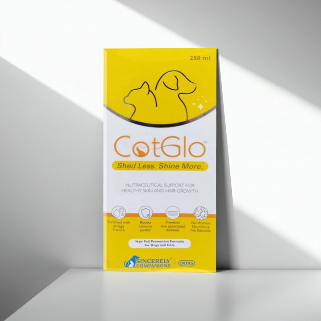 Intas Cotglo Syrup 250ml â€“ Skin & Coat Supplement for Dogs and Cats | Omega 3 & 6 Fatty Acids for Shiny Coat & Healthy Skin