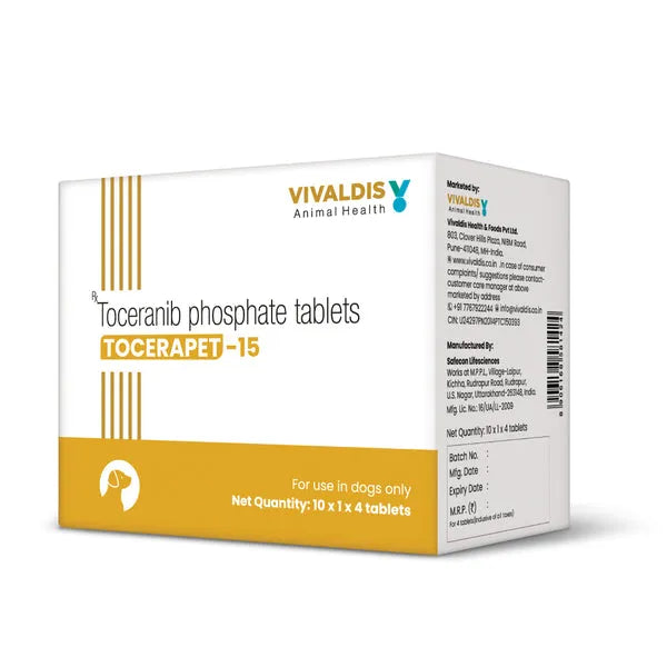 Vivaldis Tocerapet 15mg Tablets â€“ Anxiety & Stress Relief for Pets - 1 Strip