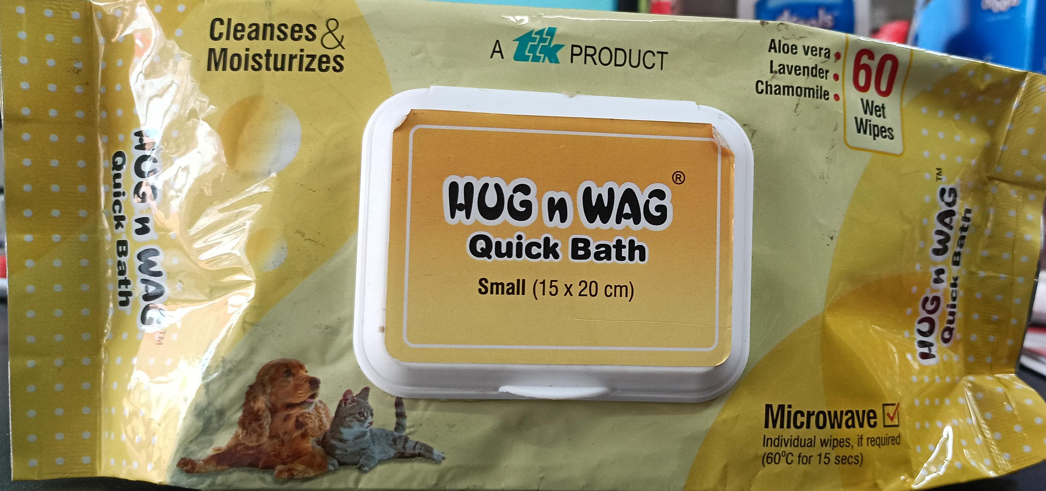 Hug N Wag Quick Bath Wipes 60's