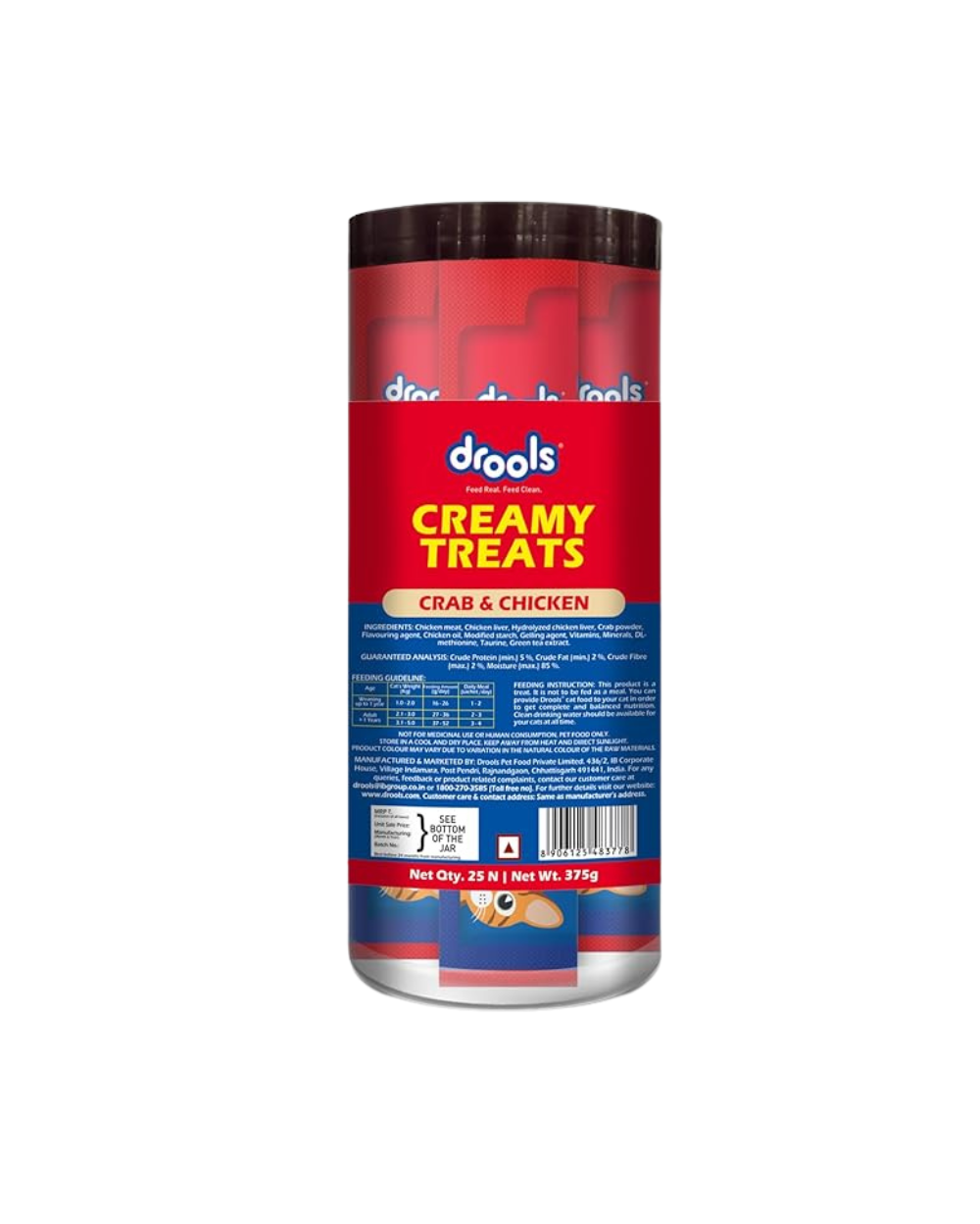 Drools Creamy Cat Treats â€“ Crab & Chicken Flavor, 25PCS | Tasty & Healthy Cat Snack | Protein-Rich Cat Treats