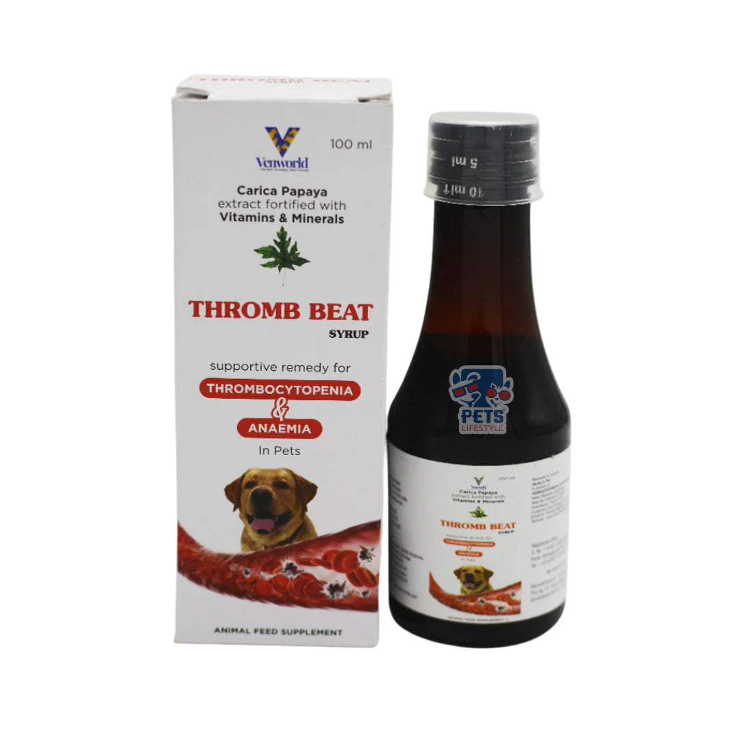 Venkys Thromb Beat Syrup 100ml â€“ Platelet Booster for Dogs & Cats | Supports Low Platelet Count, Anemia & Immunity