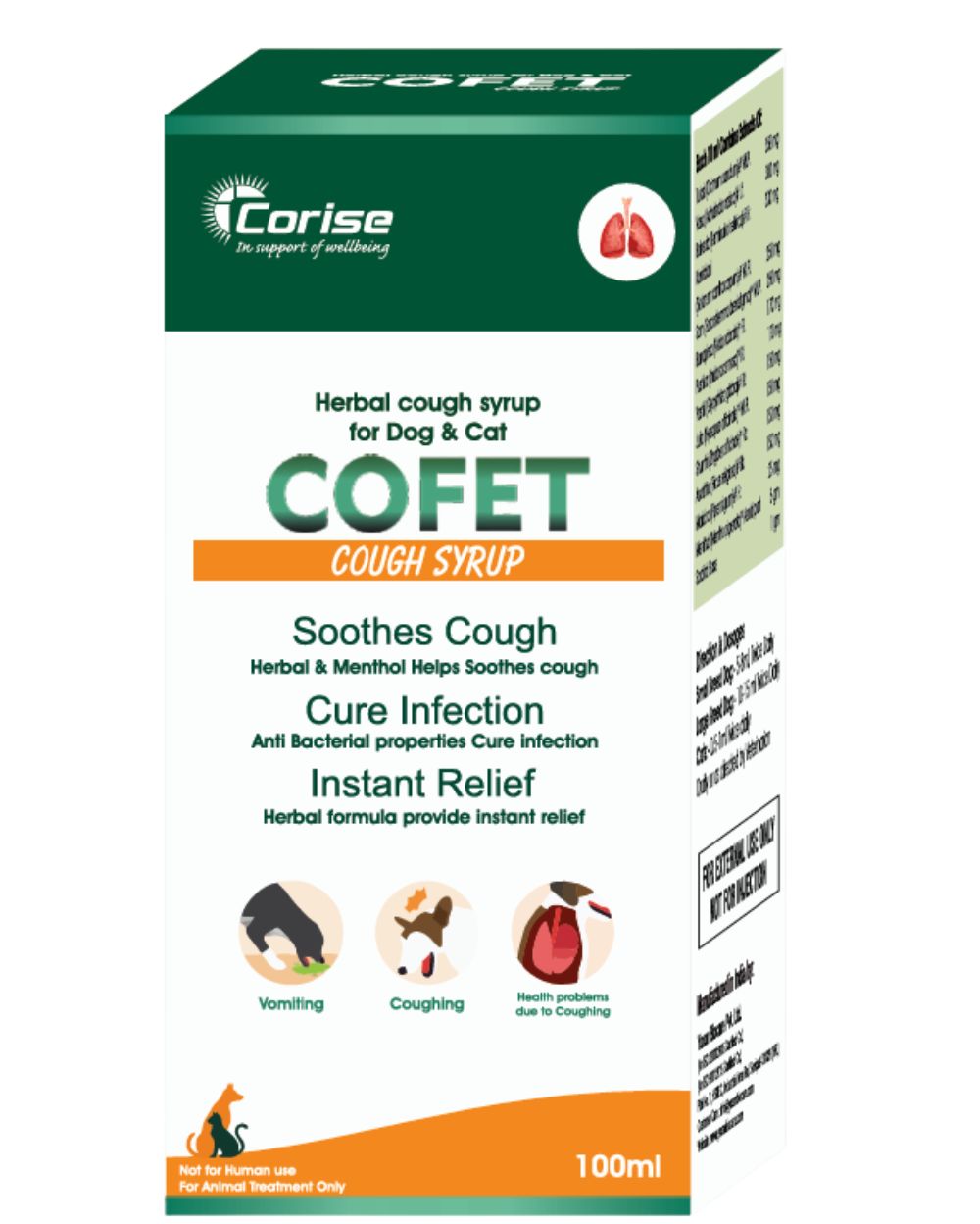 Corise Cofet Cough Syrup for Dogs & Cats â€“ Respiratory Relief and Soothing Support