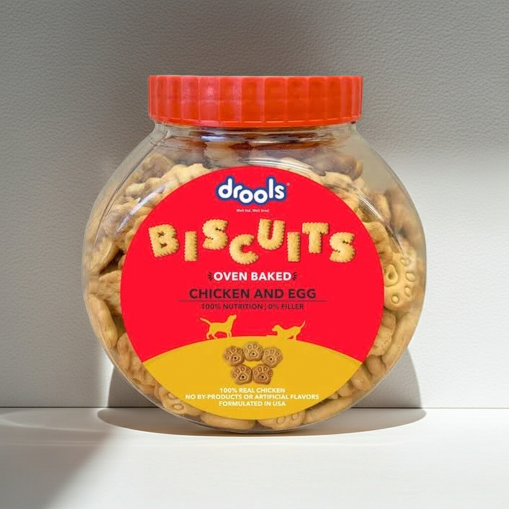Drools Dog Treat Biscuits â€“ Chicken & Egg Flavour | Healthy Crunchy Dog Snacks | High Protein & Calcium-Rich Dog Biscuits | 400g Pack