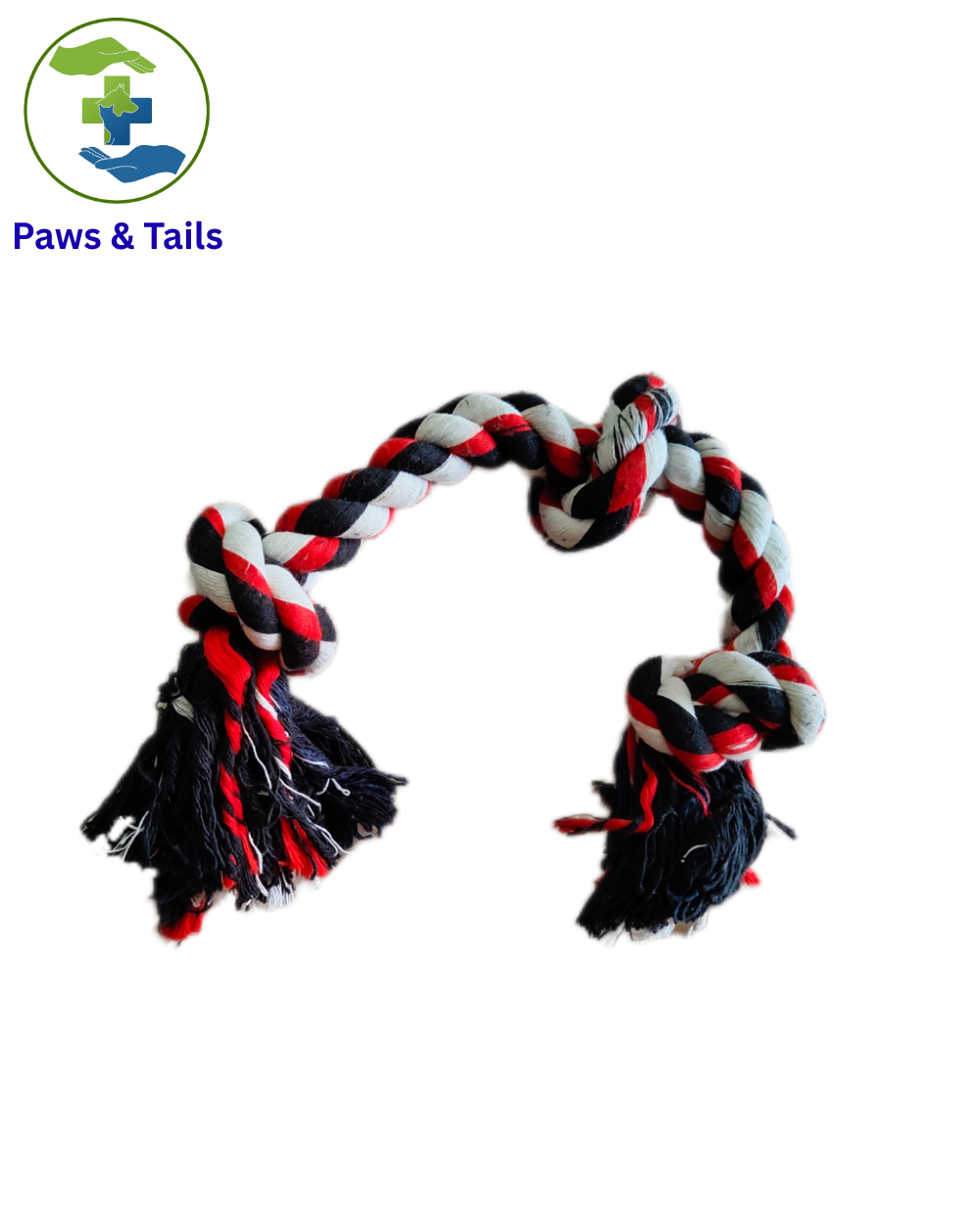 Paws & Tailsâ„¢ 3-Knot Cotton Rope Dog Toy â€“ Chew, Tug & Fetch for Dogs