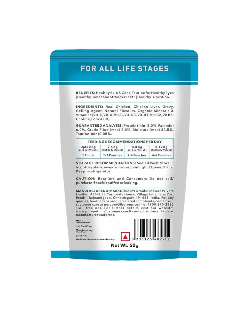 Purepet Cat Real Chicken & Liver Gravy 50g â€“ Tasty Wet Cat Food for All Breeds, Complete & Balanced Nutrition