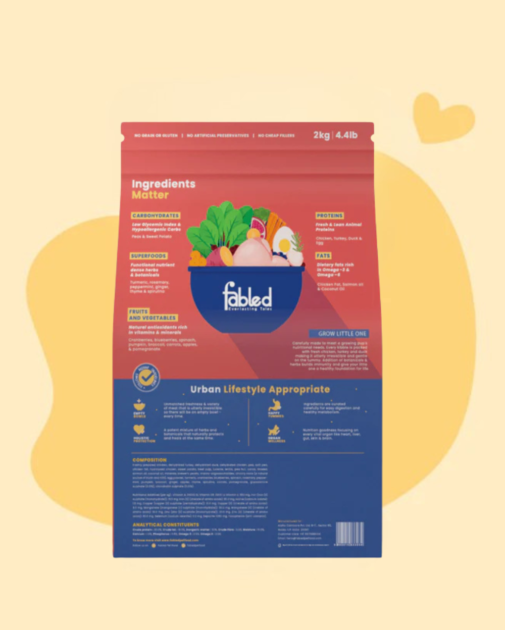 Fabled Grow Little One Fresh Chicken Turkey & Duck Small Medium Dog Dry Food