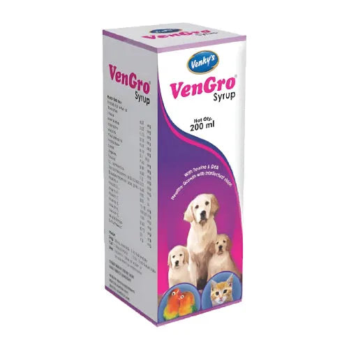 Venkys Vengro Syrup 200ml â€“ Multivitamin & DHA Supplement for Dogs, Cats, and Birds | Supports Immunity, Growth & Overall Health