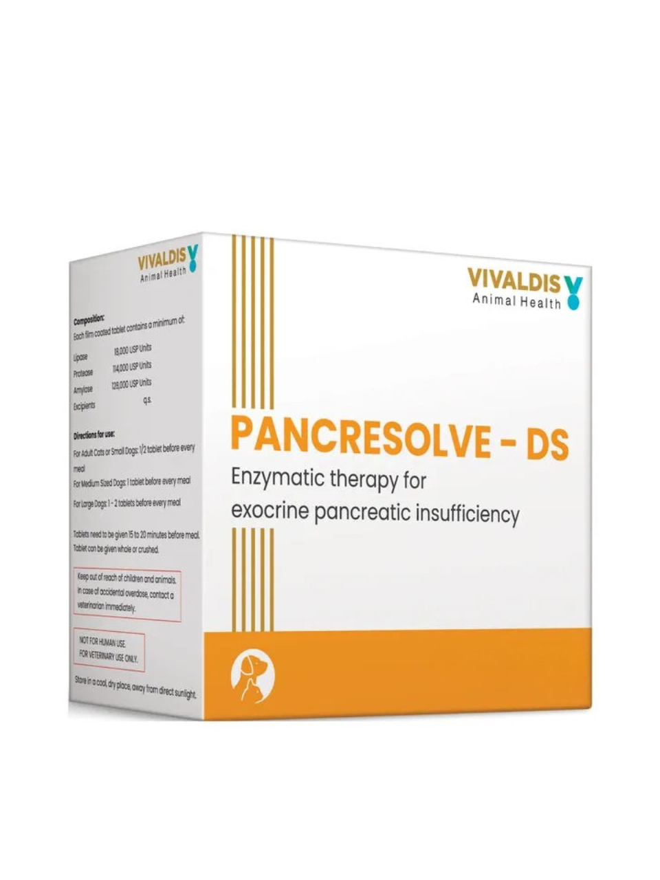Vivaldis Pancreasolve DS Tablets Digestive Supplement for Dogs & Cats - 1 Strip