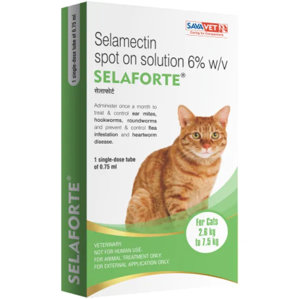 Savavet Selaforte Selamectin Spot On for Cats â€“ Tick & Flea Control, External Parasite Treatment