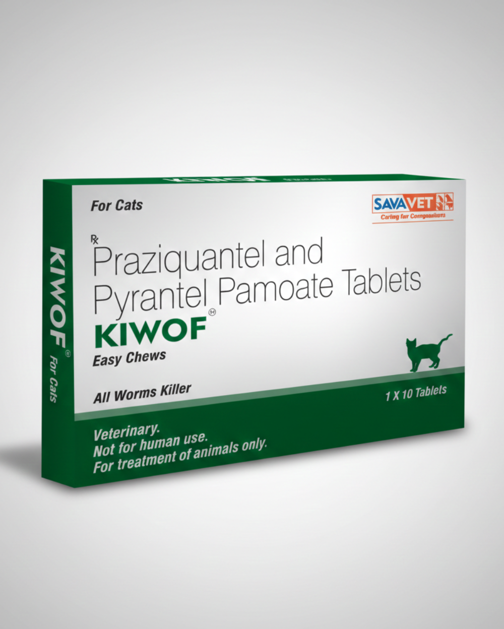 Savavet Kiwof Cat Deworming Tablets for Cats â€“ Broad Spectrum Intestinal Worm Treatment, Safe & Effective Cat Dewormer, Pack of 10 Tablets