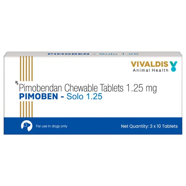 Vivaldis Pimoben Solo ( Pimobendan ) Cardiac Tablets for Dogs - 3 Strip Pack