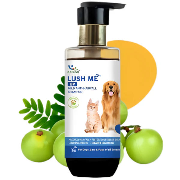 Natural Remedies Anti Hairfall Shampoo for Dogs and Cats â€“ Lush Me Up Herbal Grooming Wash for Shedding Control