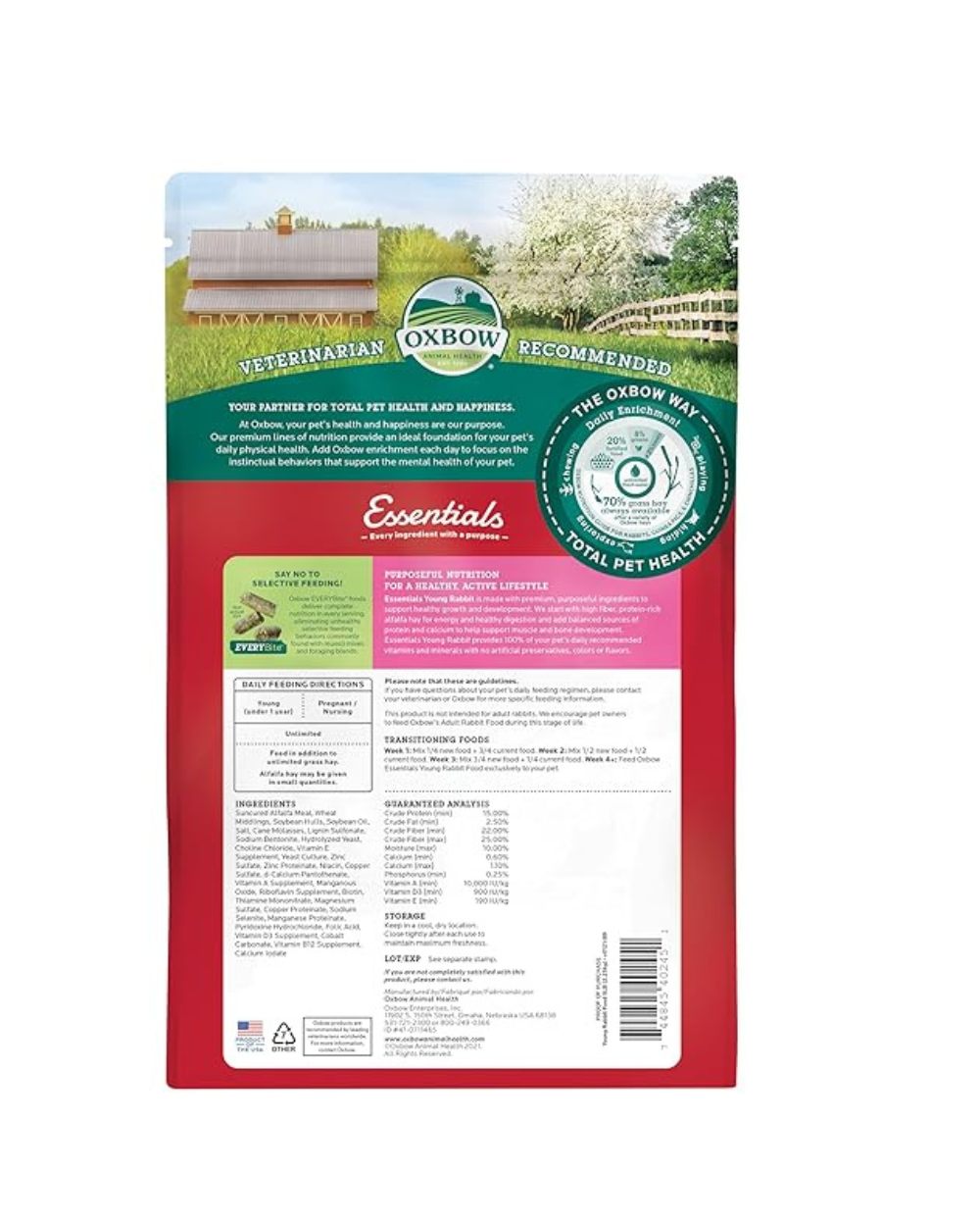 Oxbow Animal Health Bunny Basics Young Rabbit Fortified Small Animal Feeds 2.25KG