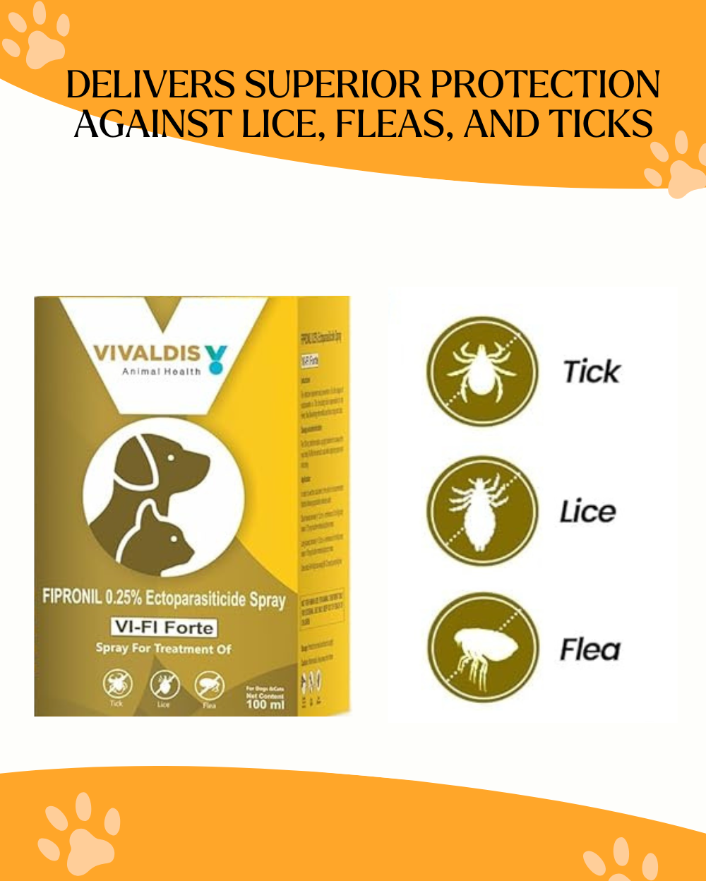 Vivaldis Vifi Forte Anti-Tick Spray for Dogs & Cats 100ML