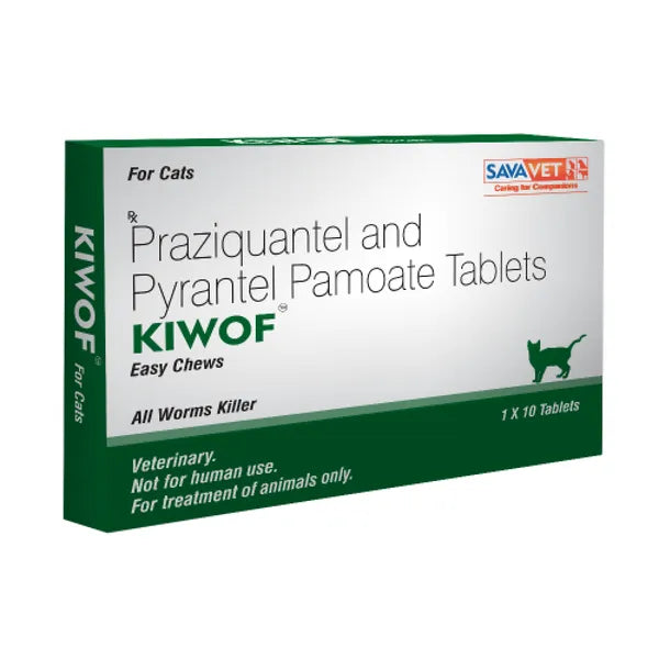 Savavet Kiwof Cat Deworming Tablets for Cats â€“ Broad Spectrum Intestinal Worm Treatment, Safe & Effective Cat Dewormer, Pack of 10 Tablets