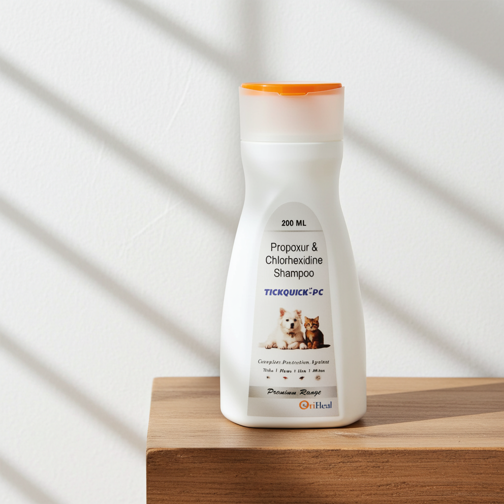 Oriheal Tick Quick PC (Propoxur & Chlorhexidine) Shampoo 200ml â€“ Medicated Anti-Tick & Antibacterial Pet Shampoo