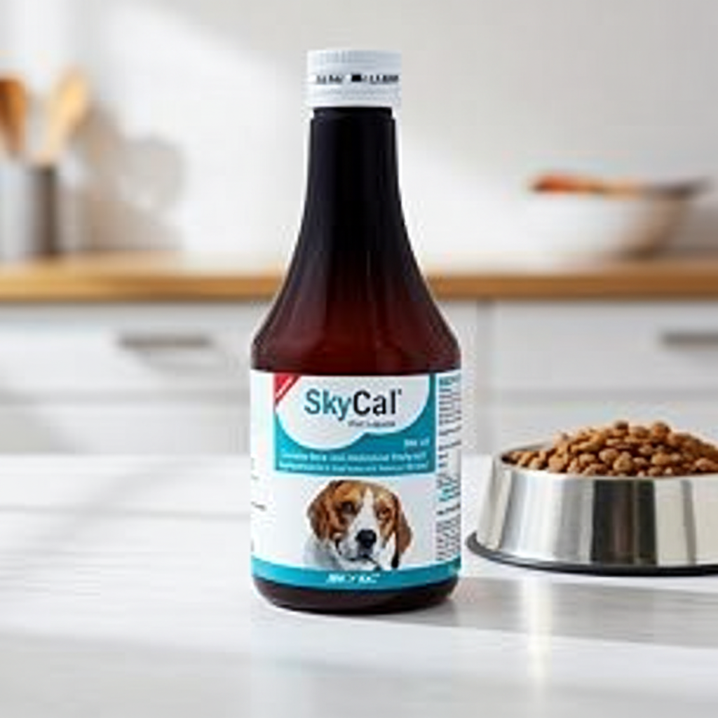 Skyec Skycal DS Pet Syrup 200ML â€“ Calcium & Vitamin Supplement for Dogs & Cats, Strong Bones, Growth & Immunity Support