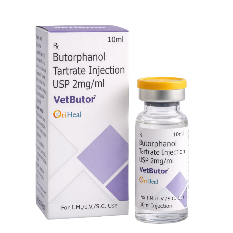 Oriheal Vetbutor Injection 10ml â€“ ( Butorphanol Tartrate 2 mg/ml ) Veterinary Analgesic & Sedative for Dogs, Cats