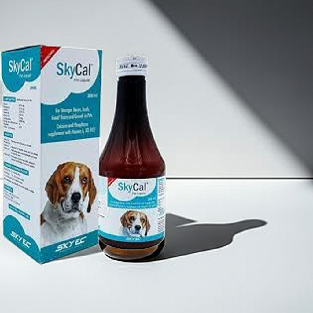 Skyec Skycal DS Pet Syrup 200ML â€“ Calcium & Vitamin Supplement for Dogs & Cats, Strong Bones, Growth & Immunity Support