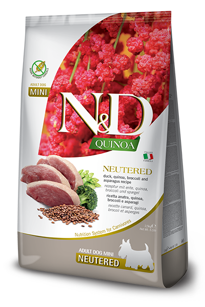 Farmina N&D Quinoa Neutered Adult Dog Food Duck 2.5kg (Mini)
